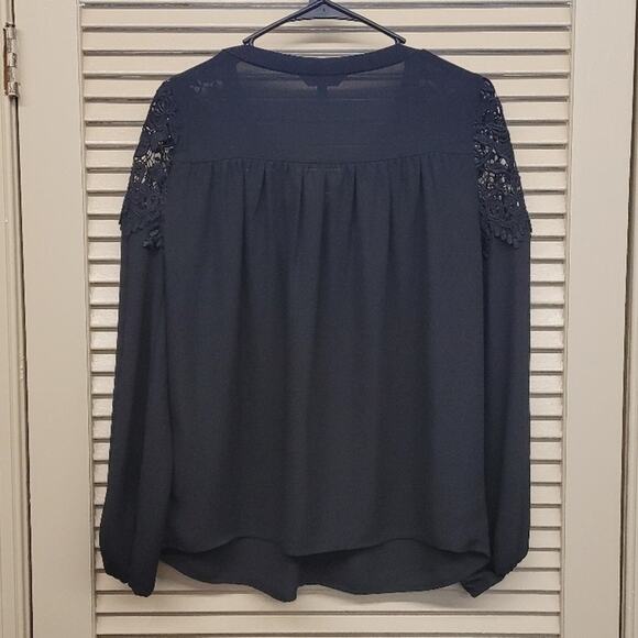 Express Black Blouse with Lacey Shoulders - Size Small - Picture 2 of 2